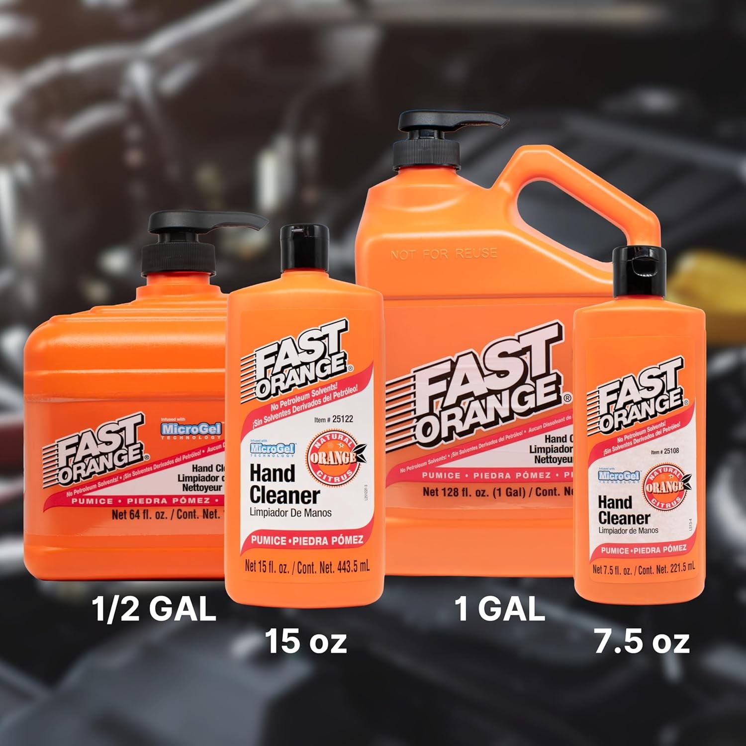 Fast Orange Heavy Duty Hand Cleaner - Pumice Lotion with Natural Citrus Scent, 64 Fl Oz Waterless Grease Fighter for Mechanics
