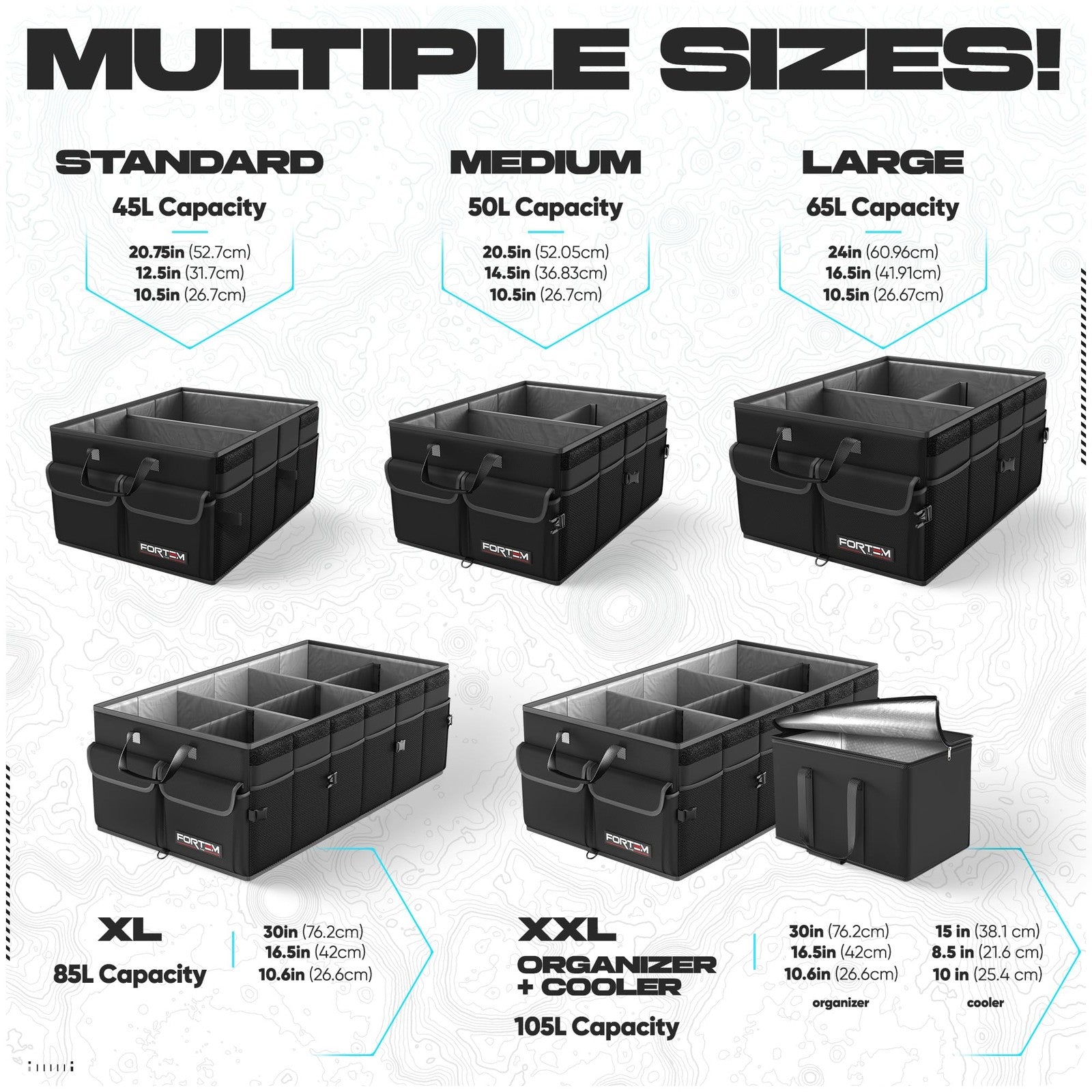 Fortem Collapsible Car Trunk Organizer and Storage Solution