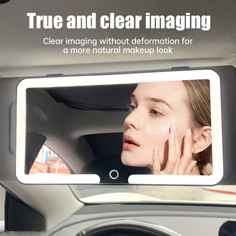 Car Interior Mirrors Sun Visor Plate LED HD Makeup Mirror for Girls Women Rechargeable Fill Light Universal Thin Vanity Mirror