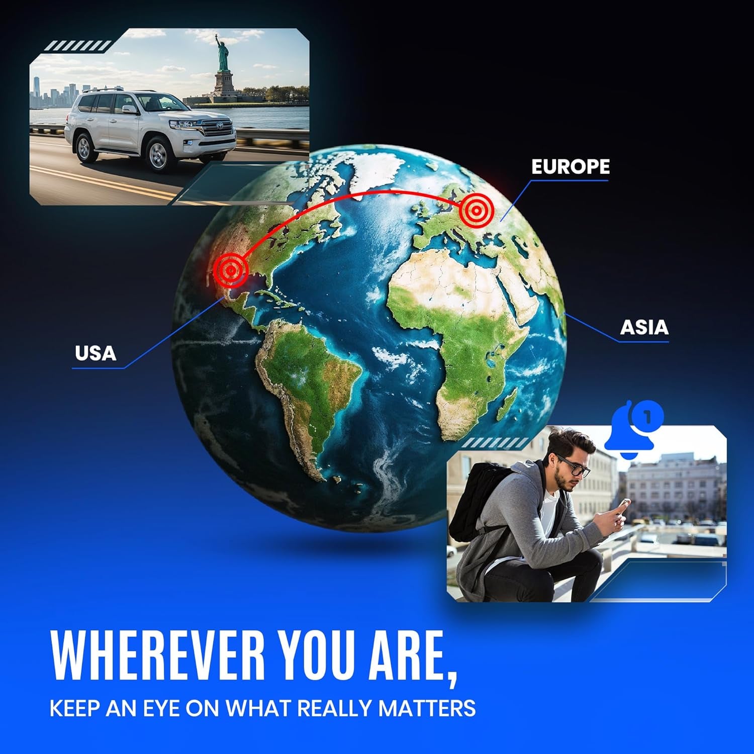 GPS Tracker for Vehicles No Subscription, Magnetic Car Tracker Device Hidden, Live Location, Tracking Device for Cars, SIM Card Included, 60-Day Battery, IP65 Waterproof, Geo-Fence, Route Playback