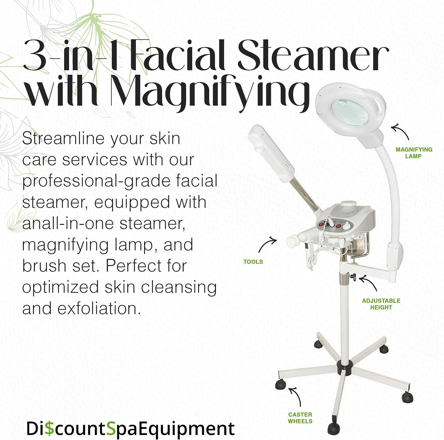 Ultimate Spa Experience: 3-in-1 Ozone Facial Steamer with 5X Magnifying Lamp, Brush Set, Silent Timer & Aromatherapy - Professional Quality for Estheticians