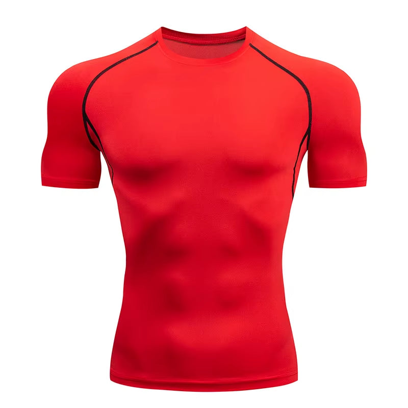 Men'S Compression Shirts Summer Short Sleeves Tees T-Shirt Gym Workout Fitness Running Tops Undershirts Baselayer Sportswear