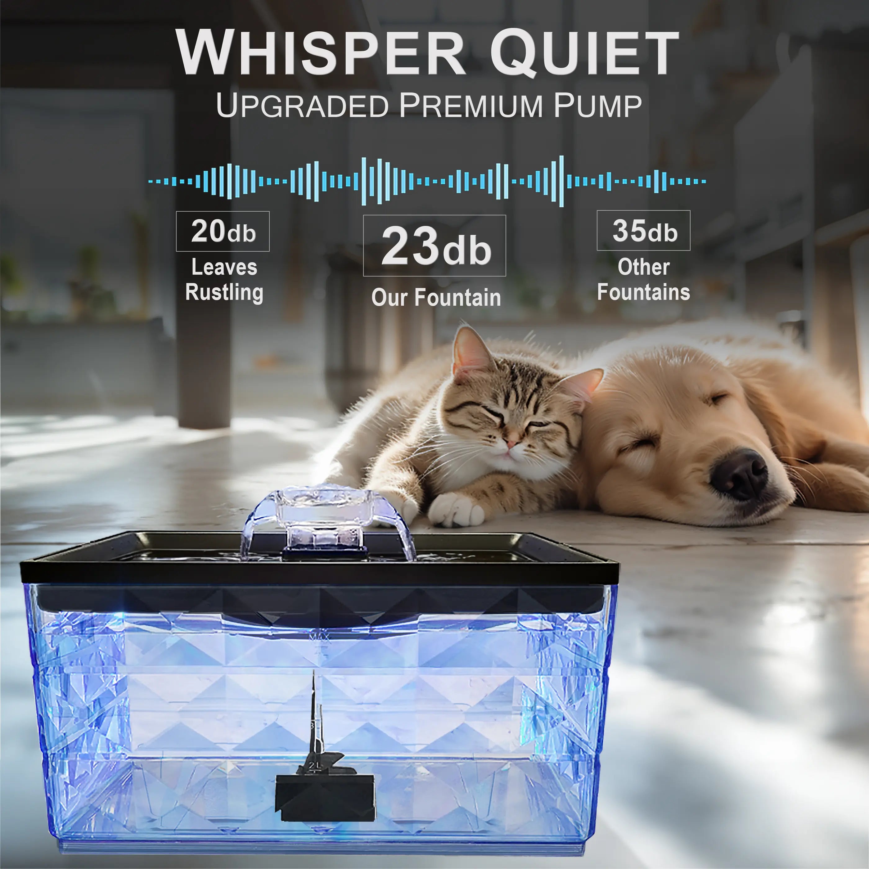QUALITY ENVY Automatic Pet Water Fountain Dispenser for Dogs and Cats | 1-Gallon / 4 Liter Capacity with Ultra Quiet Pump and Two Filters Included