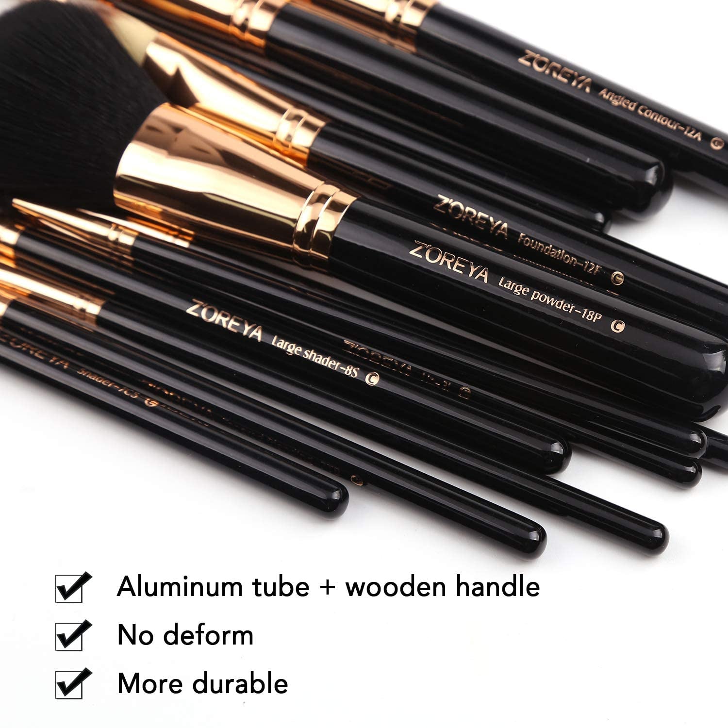 Z'OREYA 12-Piece Premium Travel Makeup Brush Set - Essential Synthetic Hair Tools with Stylish Black Holder
