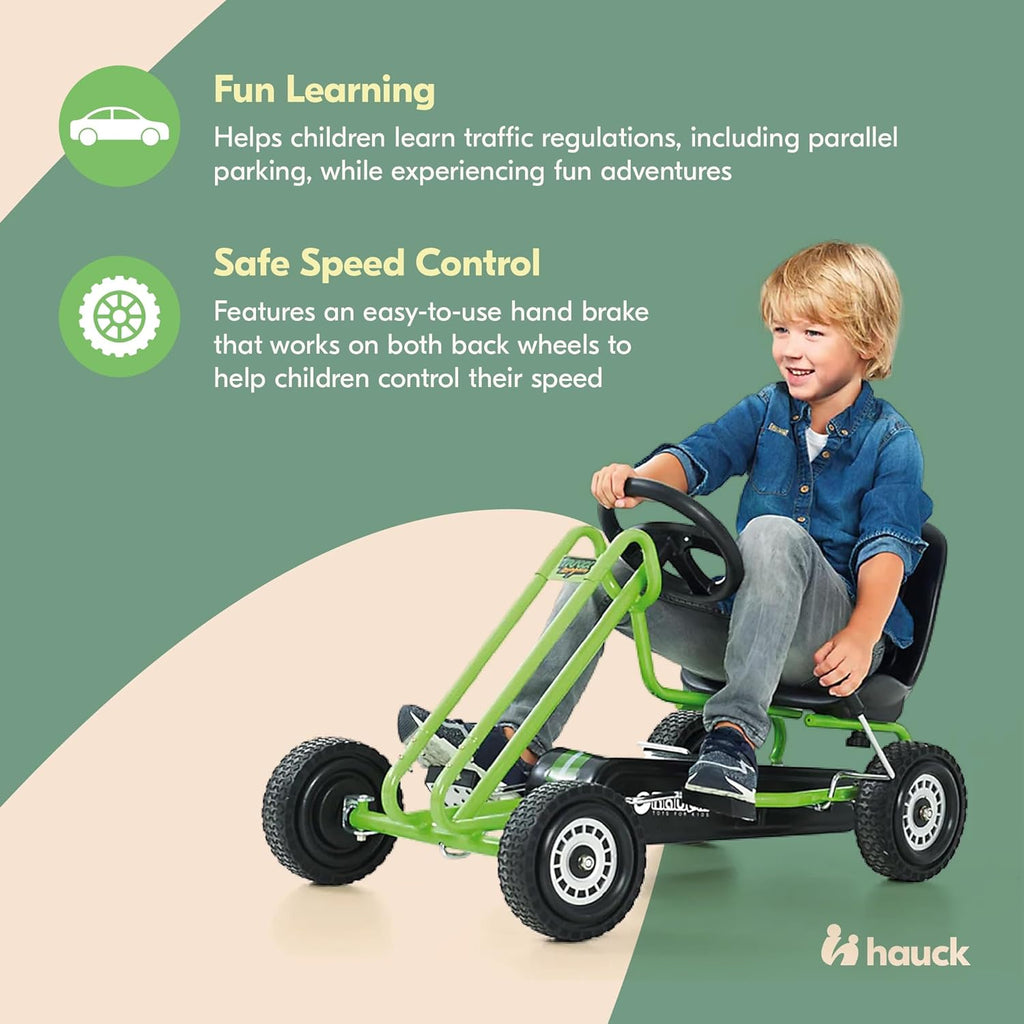 Hauck Kids Pedal Go Kart - Fun 4-Wheel Bike Cart for Ages 4-8 in Vibrant Green - Perfect Outdoor Adventure for Boys and Girls!