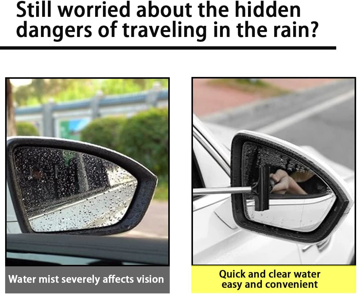 Ultimate Car Rearview Mirror Wiper & Telescopic Squeegee - Portable Water Cleaner for All Vehicles (Black)