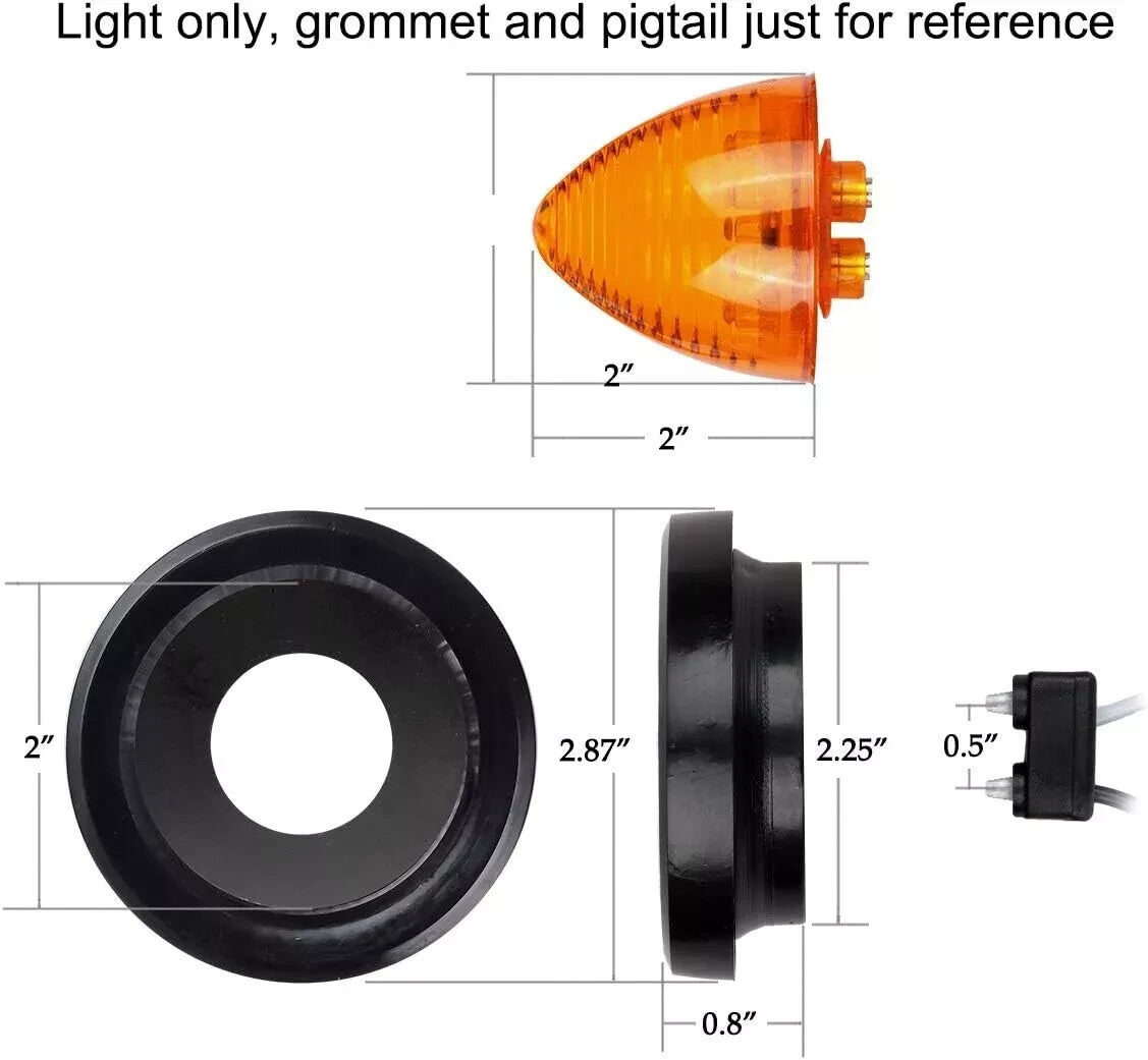 10-Pack 2-Inch Amber 9-LED Side Marker Lights, Round Beehive Design