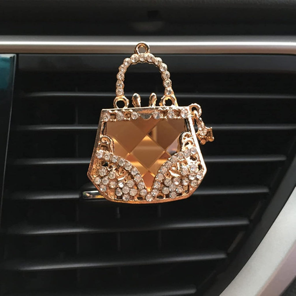 Ouyi Gold Car Air Freshener - Diamond Purse High Heels Scent Diffuser Clip - Crystal Car Accessories for Women