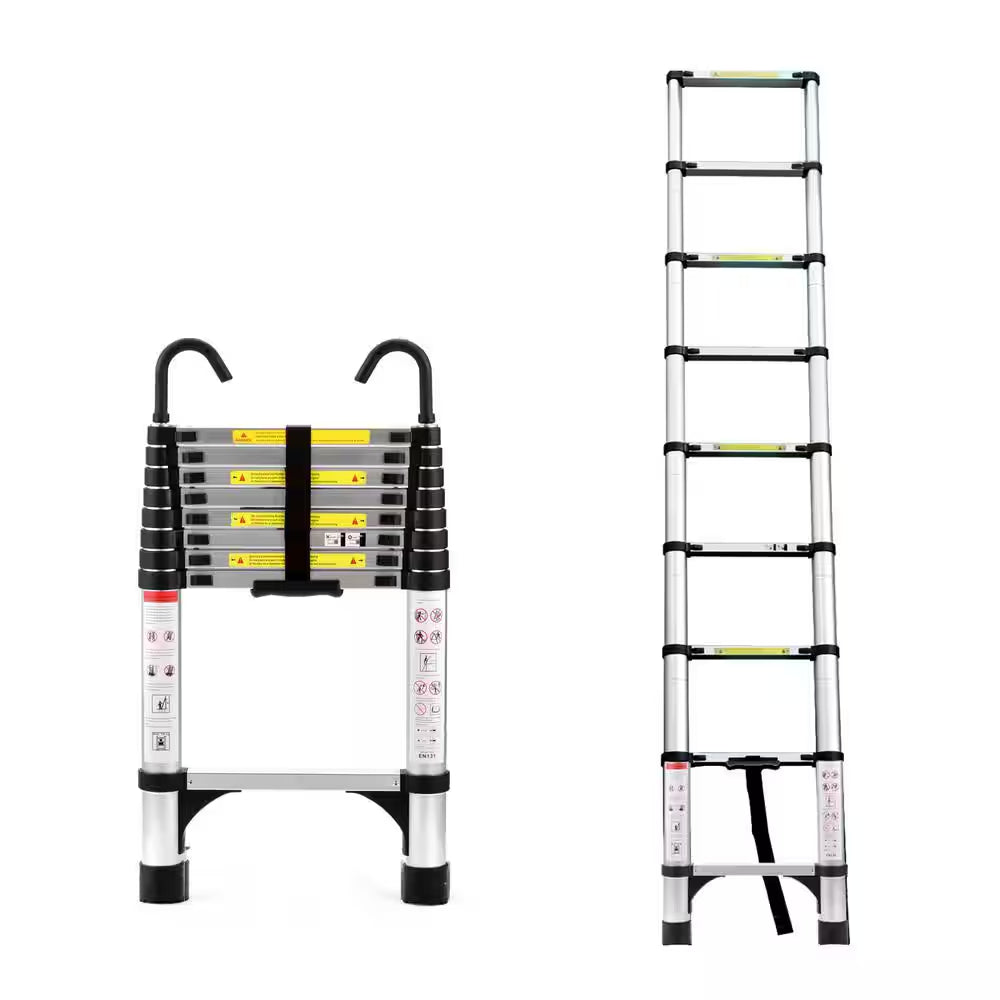 8.5 Ft. Reach Aluminum Alloy Multi-Purpose Folding Telescopic Ladder Step Stool Ladder