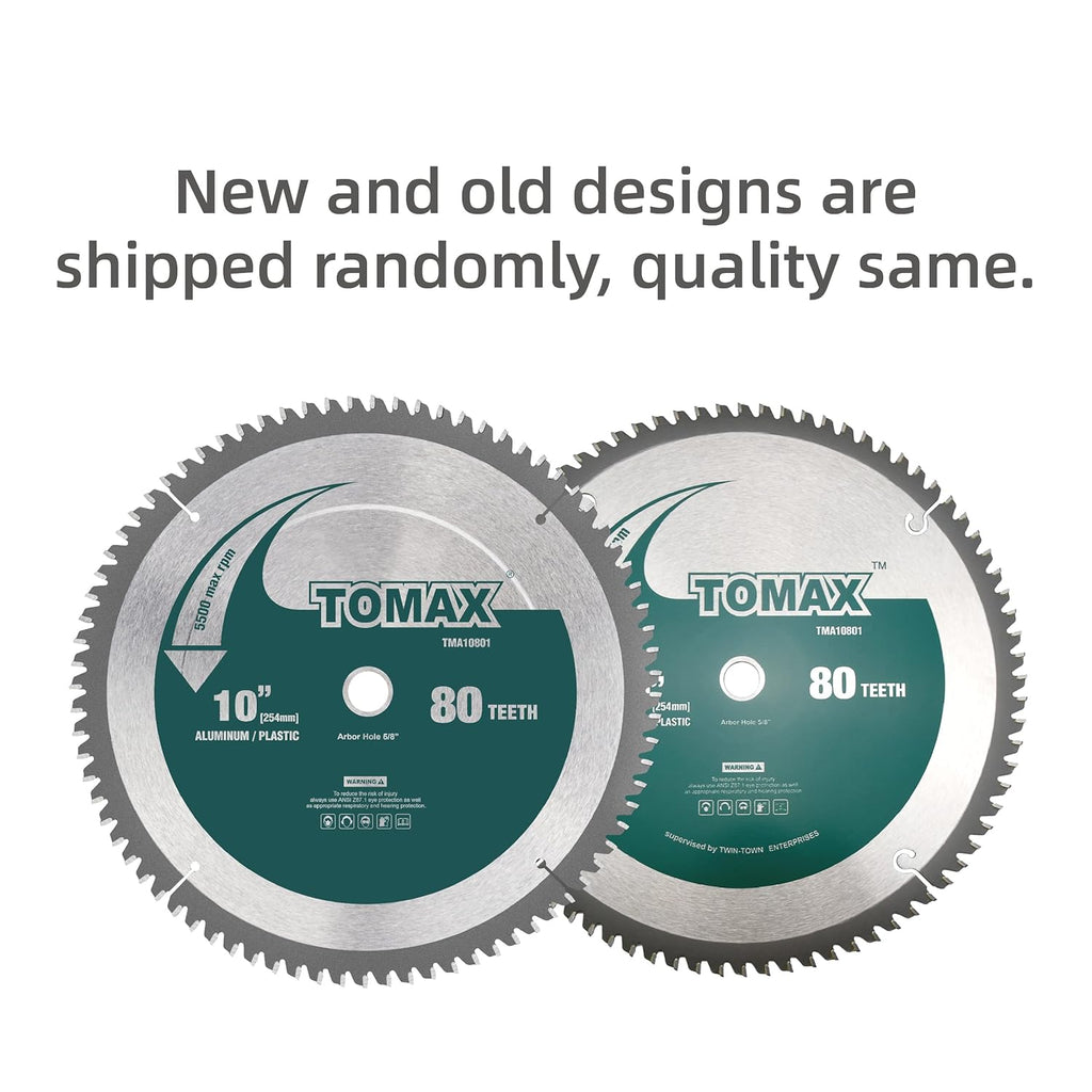TOMAX 10-Inch 80 Tooth TCG Aluminum & Non-Ferrous Metal Saw Blade - Precision Cutting with 5/8-Inch Arbor