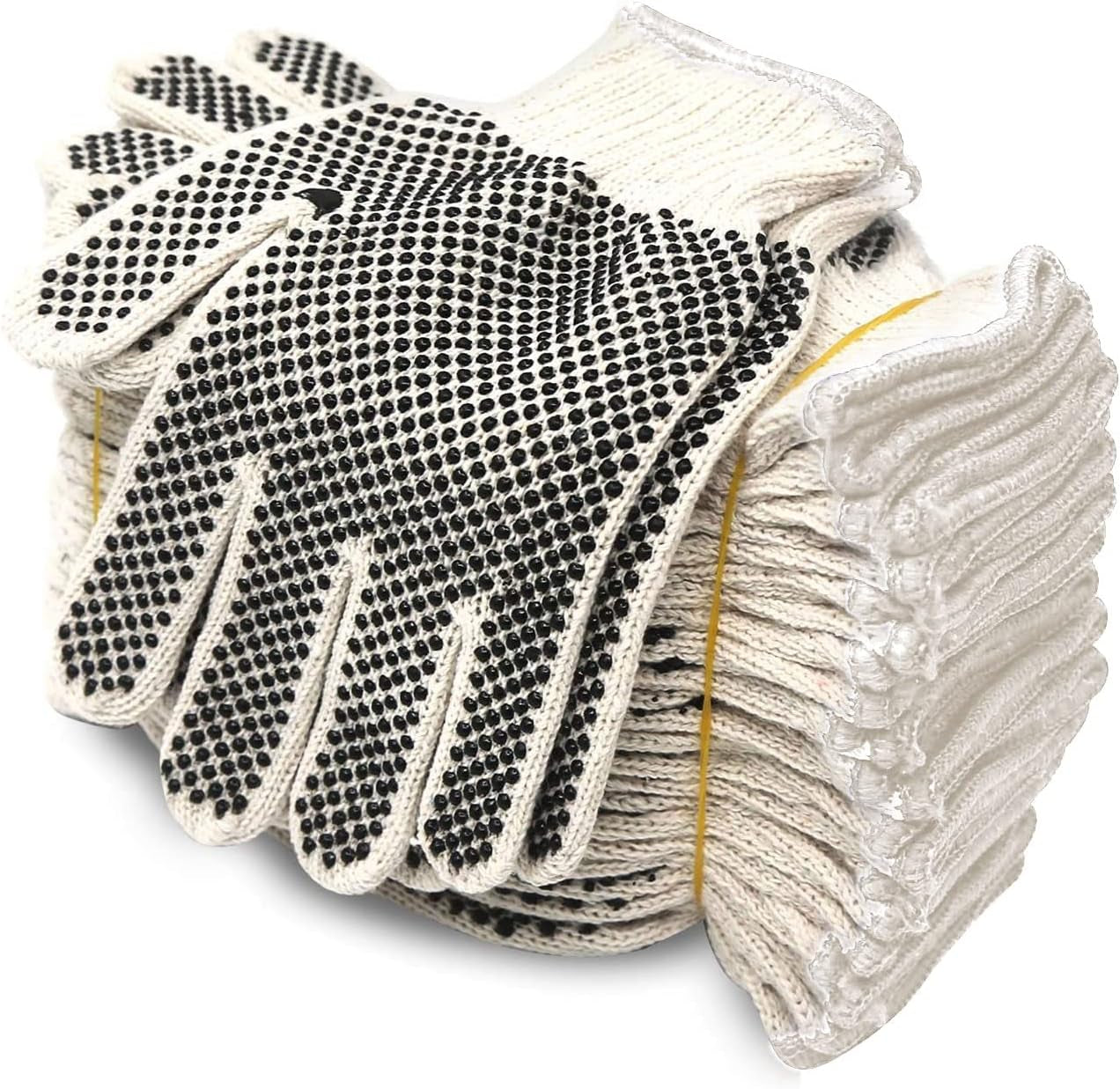 Evridwear L Size Cotton Polyester Safety Work Gloves - 12 Pairs for Painters, Mechanics, Gardeners & Construction Workers with Dotted Grip
