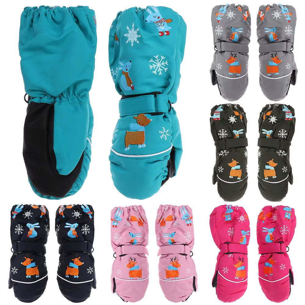 Children Winter Rabbit Gloves Baby Girls Waterproof Windproof Snow Gloves Kids Boy Thick Warm Ski Mitten for 2-6 Years Old