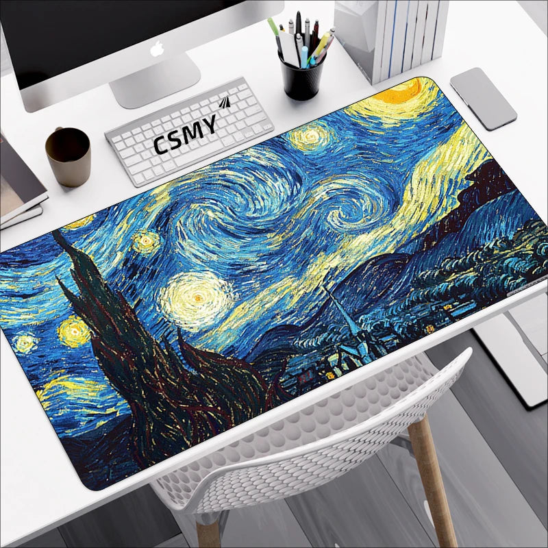 Van Gogh-Inspired Large Non-Slip Mouse Pad for PC Gamers - XXL Gaming Desk Mat and Keyboard Accessory