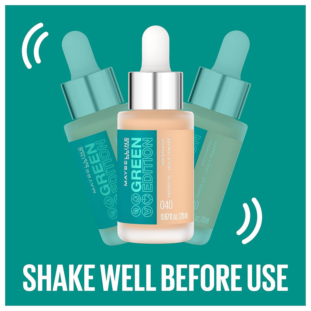 Maybelline Green Edition Superdrop Tinted Oil Foundation - Adjustable Natural Coverage with Jojoba & Marula Oil, 35ml