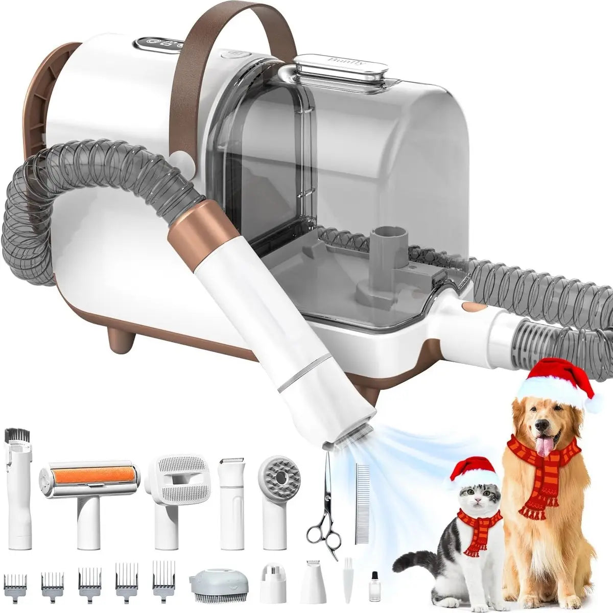 Bunfly Pet Grooming Vacuum Kit for Shedding Hair - Quiet and Efficient Grooming Tools for Cats and Dogs