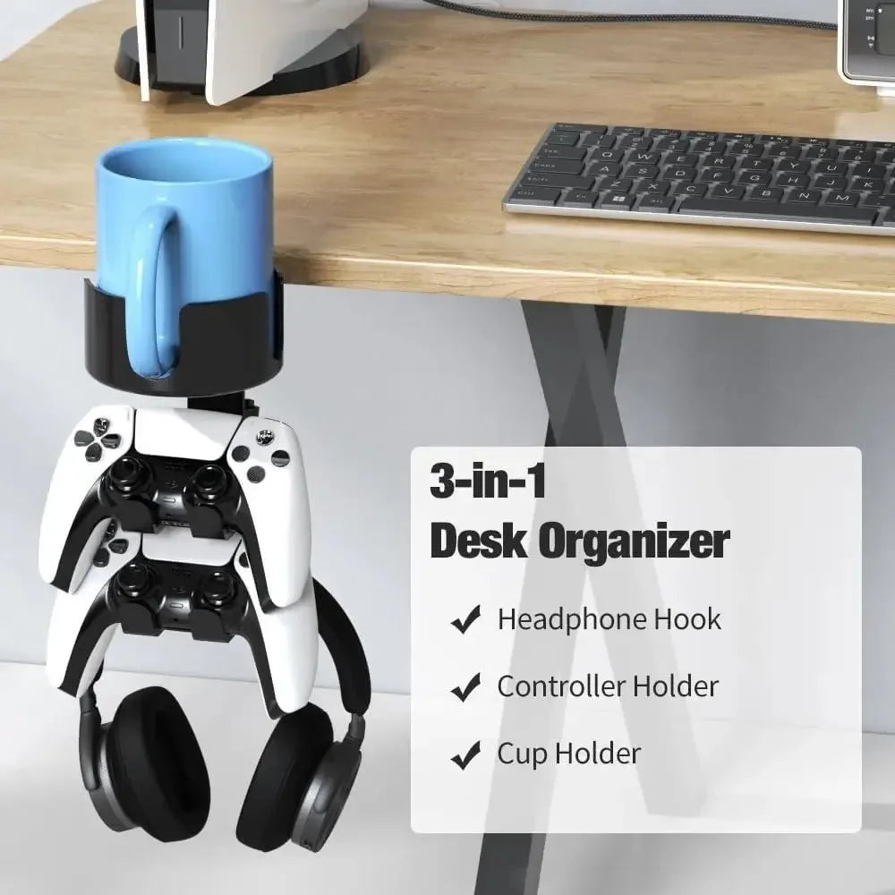 Multifunctional Desktop Storage Stand for Handheld Game Consoles, Headsets, Water Cups, and Gaming Accessories