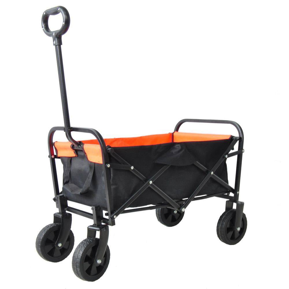 1.7 Cu. Ft. Folding Steel Garden Cart Collapsible Wagon with 360-Degree Wheels, Yellow