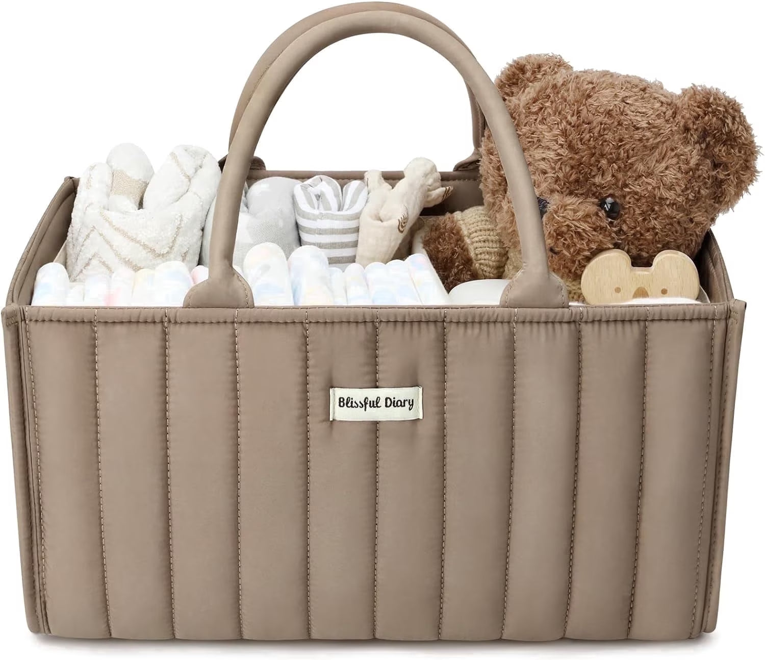 Blissful Diary Diaper Caddy Organizer,Baby Baskets for Baby Shower, Portable Nursery Changing Table Organizer, Diaper Bag, Infant Newborn Essentials Gift, Baby Registry Must Have, Botanical Floral