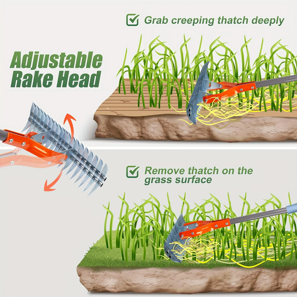 Versatile Grass Grooming Rake Lawn Thatching Rake Robust Dethatcher Rake for Cleaning Dead Grass, Yard Garden Durable Soil Rake