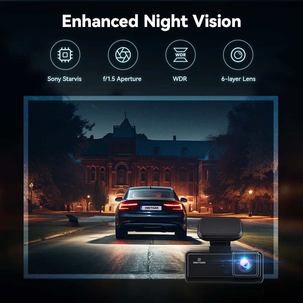 REDTIGER F8 4K+1080P 5.8G Wifi Dash Cam Front and Rear GPS Dash Camera for Cars Front Night Vision Car DVR Car Dash Camera