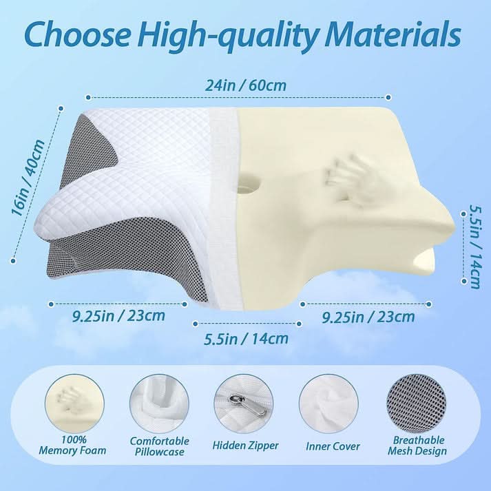 Ergonomic Contour Pillow for Neck Pain Relief